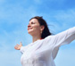 Photo of a woman breathing  in the air