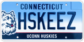 UConn Huskies license plate
