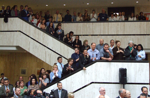 Photo of employees in the Academic Lobby