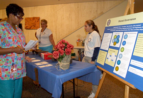 Photo of Shared Governance fair in Keller Lobby on September 14.