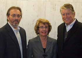 Photo of Dr. Herbert Lachman (left) with Dr. James Stabenau and his wife, Barbara, after Lachmans presentation at the October 21 Stabenau Lecture.
