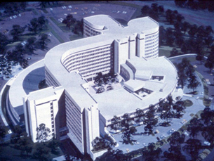 Original architectural rendering of the UConn Health Center.