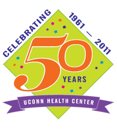 Photo of UConn Health Center's 50th Anniversary logo.