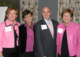 Photo of Kevin Claffey, Ph.D.,  with Joyce Bray, Marsha Goldstein, and Judy Donofrio