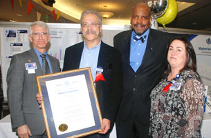 Photo of Robert Trestman, Ph.D., M.D., Carlos Cardoso, Cato T. Laurencin, M.D., Ph.D., and Candace Pettigrew, R.N.