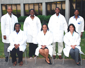 Photo of Kristen Springer, Faith Crittenden, Somaly Chhean, Granville Wrensford, Gian Grant, Javar Stephenson, and Dr. Marja Hurley