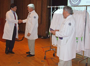 Photo of Sean Ghassem-Zadeh, Dr. Arthur Hand and Dr. Michael Goupil